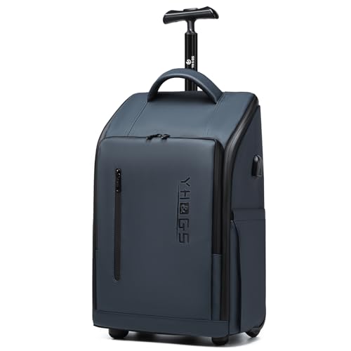 Rolling Backpack Waterproof Commuter Backpack with Wheels for Business, Laptop Compartment for 15.6-Inch Laptop, Wheeled Carry-On Bag for Adults - color: Deep Blue
