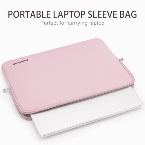 RAINYEAR 15.6 inch Laptop Sleeve Case Soft Padded Carrying Bag, Light Pink | Protective Soft Lining Padded Computer Zipper Carrying Cover Bag Compatible with 15.6 Inch Laptop Computer PC Notebook - color: Light Pink, size: 15.6 Inch