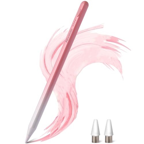 Universal Stylus Pen for iPad iPhone Android Tablets, No Bluetooth or Pairing Needed, USB-C Fast Charging, 4 LED Battery Indicators, Works with Most Touchscreen Devices, Pink Gradient - color: pink