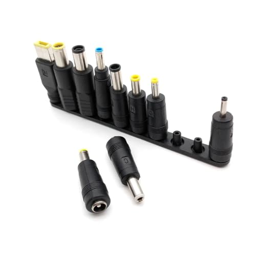10 in 1 Universal Laptop DC Power Connector Tips Kit, USB A Male to Multi Size DC Barrel Plug Adapter Set with ThinkPad Square Port for HP Dell Lenovo Asus Acer Samsung Notebook