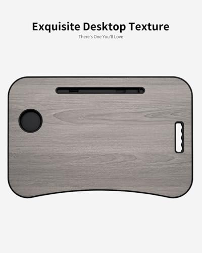 Foldable Lap Desk, Laptop Bed Desk, Portable Lap Table, Laptop Bed Table with Cup Holder & Tablet Slot & Lifting Handle for Working Writing Drawing & Eating - Gray - color: Gray