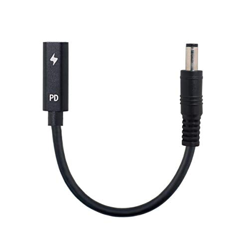 cablecc Type C USB-C Female Input to DC 5.5x2.1mm Power PD Charge Cable fit for Laptop 18-20V - color: Black 5.5x2.1mm