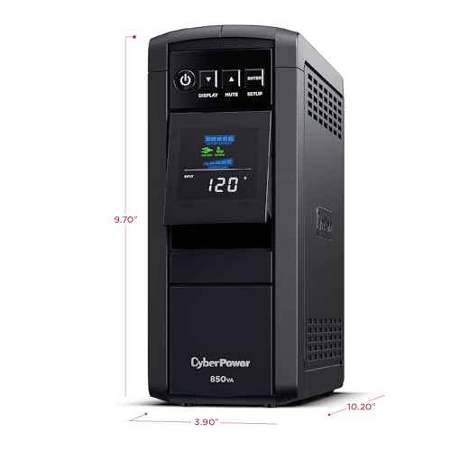 CyberPower CP850PFCLCD PFC Sinewave UPS Battery Backup and Surge Protector | 850va/510w Pfc Sine Wave Ups, 10 Outlets, Avr, Color LCD, 12v/9ah Battery, Energy Star - size: 850VA, style: Mini-Tower