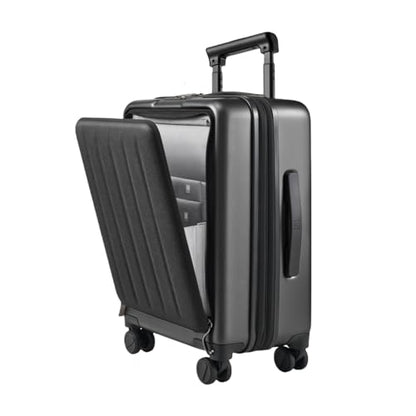 NINETYGO Carry On Luggage 22X14X9 Airline Approved with Front Pocket, 20 Inch Luggage with Front Compartment, Expandable, Double Spinner Wheels, Hardsided PC, TSA Lock (Midnight Black, Seine Max) - color: 08-Midnight Black (Seine Max), size: Carry-On 20-I