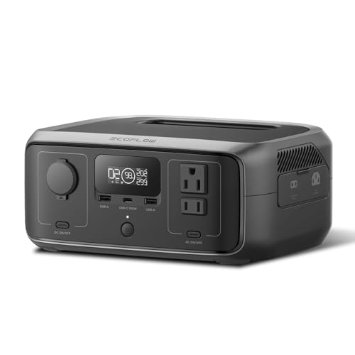 EF ECOFLOW Portable Power Station RIVER 3, 245Wh LiFePO4 Battery Power Station, 1Hr Fast Charging, 300W/X-Boost 600W Solar Generator for Outdoor/Camping/RVs/Home Use (Solar Panel Optional) | 1 Hr Fast Charging, LiFePO4 Battery,X-Boost 600W Solar Generator