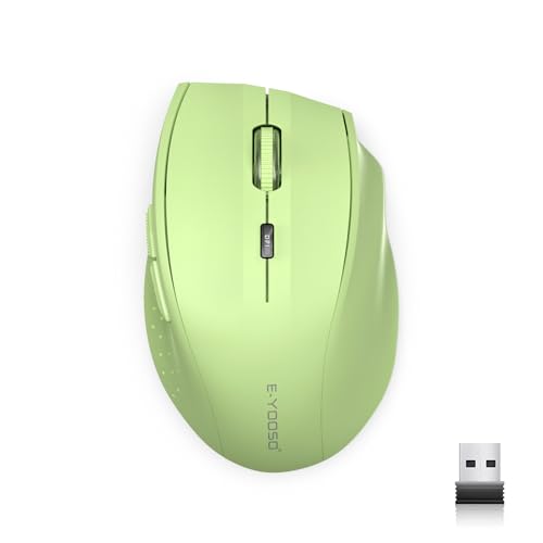 E-YOOSO Wireless Mouse for Laptop, Portable Optical Computer Mouse, 6 Buttons, Cordless 2.4GHz with USB Receiver, 5-Level 4800 DPI, 18 Months Battery Life, for PC Chromebook Windows Mac (Light Green) - color: Light Green