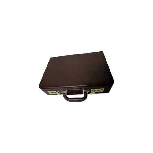 Maykoosh City Sleek Executive Faux Leather Attached Case, Two-Tone Brown, Expandable Depth, Velvet Lining, Combination Lock, Top Comfort-Grip Handle