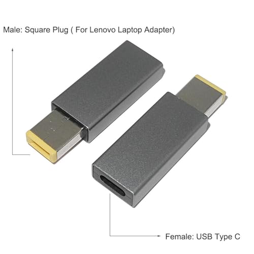CHICHIYANG USB-C to PD Adapter, Type C to Square USB DC-in Jack Power Converter for Laptops