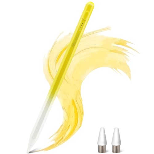 Universal Stylus Pen for iPad iPhone Android Tablets, No Bluetooth or Pairing Needed, USB-C Fast Charging, 4 LED Battery Indicators, Works with Most Touchscreen Devices, Yellow Gradient