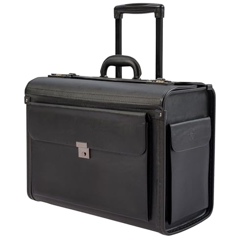HAMMER ANVIL 19 Wheeled Briefcase Rolling Case Sales Sample Pilot Lawyer Attache - color: Black Leatherette