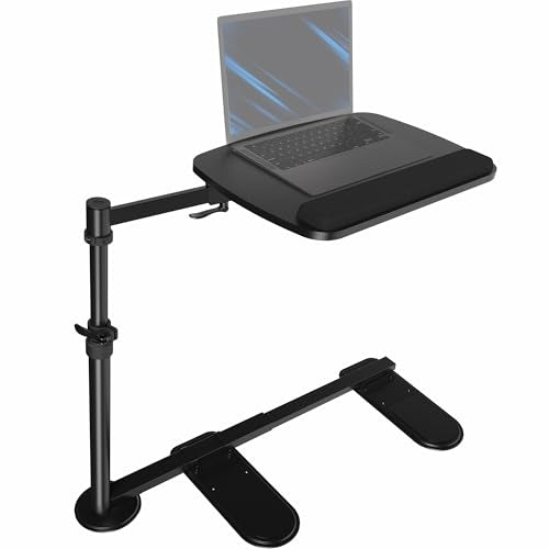 VIVO 20 inch Over Couch Swivel Table, Laptop Desk for Remote Work, Portable Recliner Workstation with Height Adjustable Swing Arm, Black, DESK-ST02C - color: Black