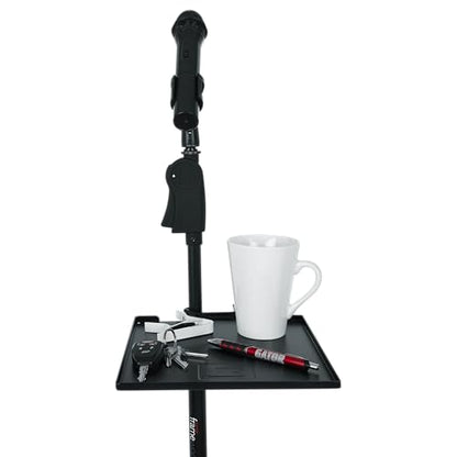 Gator Frameworks Microphone Stand Utility Shelf; 9" x 9" (GFW-SHELF0909) | Steel Tray Secures Accessories with Raised Edges and Clamps to Most Mic Stands 10 lb Weight Capacity - size: 9" x 9" Utility Shelf, style: 9" x 9" Shelf