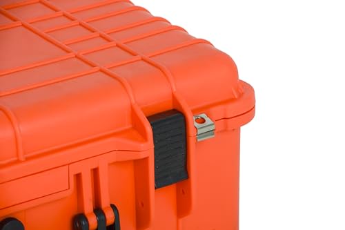 MEIJIA All Weather Rolling Waterproof Protective Case, Hard Camera Case,Dry Case with Retractable Pull Handle and Wheels,Foam Inserted,22 x13.81x9inches (Orange) - color: Orange