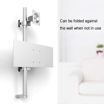 Sit Stand Monitor Desk Mount, Full-Motion Articulating Arm, Height Adjustable, with Keyboard Tray, Adjustable Workstation Arm, Load Capacity 10KG, Fits 17-27" Screens