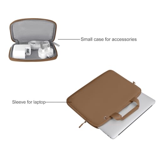 MOSISO Laptop Case 13.3 inch, 13-13.3 inch Laptop Sleeve Carry Computer Bag | Compatible with MacBook Air/Pro 13/Pro 14, HP Dell ASUS Lenovo, Neoprene Bag with Handle&Detachable Small Case, Mocha - color: Mocha, size: 13.3 inch