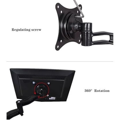 Monitor Stand Wall Mount Workstation, Sit Stand Dual Monitor Mount for 15''-27'' Screens, Adjustable Wall Mount Dual Monitor Arm with Foldable Keyboard Tray Monitor Stand Desk arm(450mm) - size: 450mm