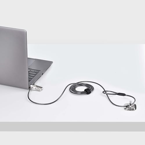 StarTech Slim Lock, 5ft (1.5m) Locking Cable, TAA, Nano Slot Compatible | Desk Anti-Theft Security For Laptop/Notebook Computer, SNANOC4D-LAPTOP-LOCK - size: Nano, style: Resettable Combination
