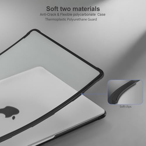 MOSISO Compatible with MacBook Air 13 inch Case M5 2026 M4 M3 M2 2025-2022 A3449 A3240 A3113 A2681,Seamlessly Closes Reinforced Crack-Resistant Hard Shell for MacBook Air 13.6 inch Case, Black - color: Black