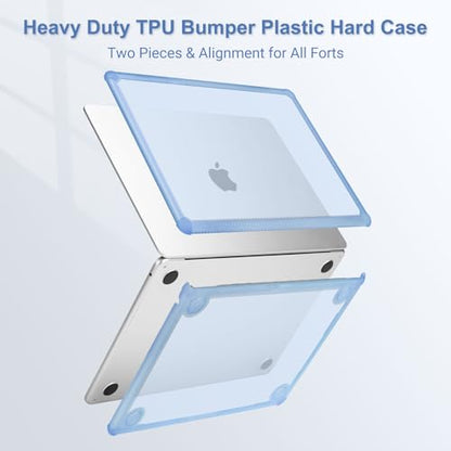 MOSISO Compatible with MacBook Air 13 inch Case M5 2026 M4 M3 M2 2025-2022 | A3449 A3240 A3113 A2681, 3 in 1 Kit Crack-Resistant Heavy Duty Protective Hard Shell Case Cover with TPU Bumper, Air Blue - color: Air Blue