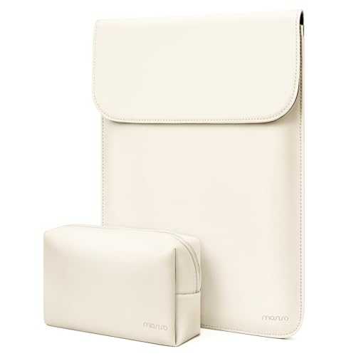 MOSISO Laptop Case 13.3 inch, 13-13.3 inch Laptop Sleeve Compatible with MacBook Neo 13 A18 Pro A3404 /Air 13/Pro 13/Pro 14 M5 M4 M3 M2 M1, Faux Suede Leather Case with Small Bag, Beige - color: Beige