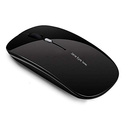 Uciefy Q5 Slim Rechargeable Wireless Mouse for Laptop, Silent - Black | 2.4GHz Optical, USB C Charging, Battery Indicator, Ultra Thin, Portable, 1600 DPI, Ambidextrous, USB Receiver, Type C Adapter - color: Black