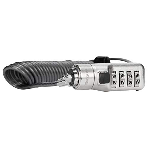 Targus DEFCON 3-in-1 Lock, Resettable Coiled Combination Retail Lock for Laptop Computer and Desktop Security Cable (ASP86CCLGL) - size: 3-in-1 Lock, style: Resettable Coiled