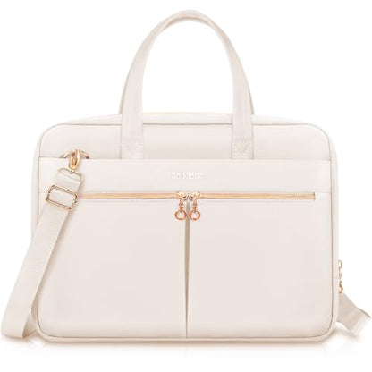 Ferkurn Laptop Bag Case Women Men Computer Bag Compatible with MacBook/HP/LG/Dell, Shoulder Strap Slim Carrying Messenger Briefcase, Beige, 15.6-16 Inch - color: Beige, size: 15-15.6 inch