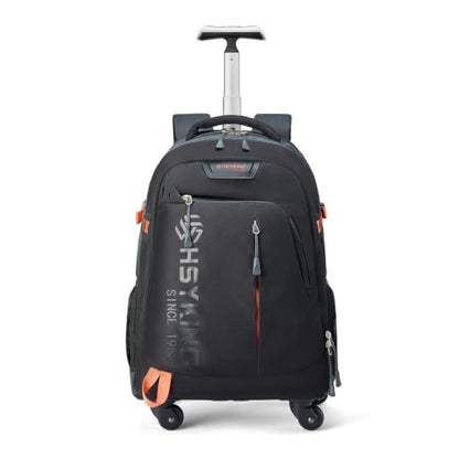 20 Inches Water-resistant Rolling Laptop Backpack Wheeled Backpack for Adult, Business People and Travel Commuter Carry-on Luggage with Spinner Wheels Travel Luggage (Black, 20 Inches)