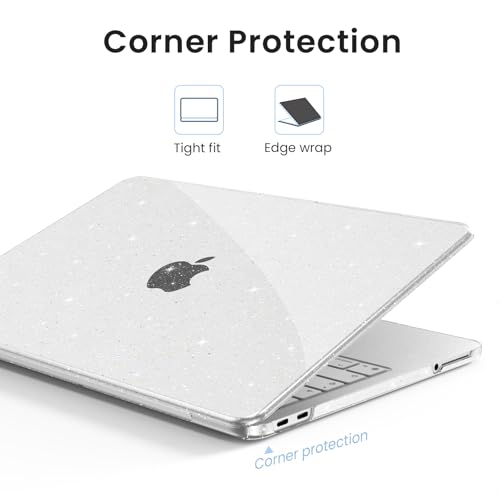 AKIT for MacBook Neo 13 Inch Case 2026 Model A3404, Clear | Anti-Scratched Protective Glitter Hard Shell, 2 Keyboard Covers Included, Screen Protector Included - color: Glitter Clear