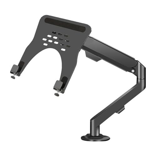 2 in 1 Adjustable Gas Spring Arm Single Monitor Desk Mount,Laptop Arm Mount for Desk Holds 4.4-19.8Lbswith Tray for 17"-30" Screens Or 10"-16" Laptops Monitors Arm,Black - color: Black