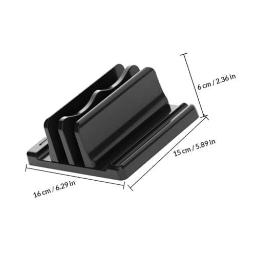 ABOOFAN Vertical Laptop Stand and Book Organizer for Desk, Dual Slot Black Desktop Holder, Space-Saving Document and Cookbook Rack for Office and Home Use