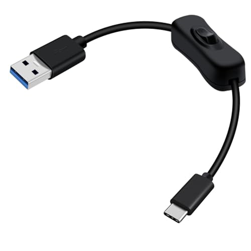 USB C to USB Cable with Switch Type C Charging Cable with Switch Supports 5Gbps Data and Power Supply, for Laptops, PC, Phone, Car (Black, 0.3m/1FT) - color: Black, size: 0.3m/1FT