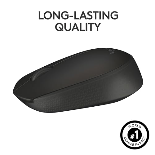 Logitech M170 Compact Ambidextrous 2.4 GHz Wireless Mouse - Black | Ambidextrous mouse with 2.4 GHz USB-A Nano Receiver, Optical Tracking, 12-Months Battery Life, PC, Mac, Laptop compatible - color: Black