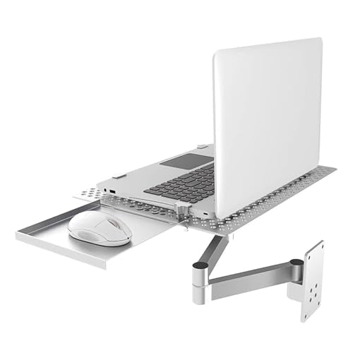 Portable Laptop Riser,Adjustable Laptop Holder w/Mouse Tray,Full Motion Articulating Notebook Tray,Rotation and Vented Cooling,Weight Capacity 8KG