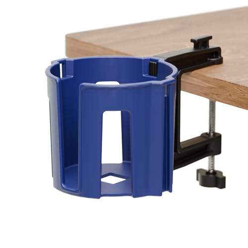 Original Large Desk Cup Holder Clamp Blue | Anti-Spill Mount, Multi-Directional Drink Holder, Headphone Hanger, For Table, Desks, Office & Gaming Setup, Blue - color: Blue