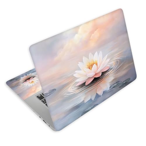 Universal Laptop Skin Decal, 3-Piece Vinyl Protector for 12 13 14 15.6" Notebook, Waterproof Anti-Scratch, Easy Trim & Bubble-Free Finish, Elegant Lotus Flower - color: Elegant Lotus Flower