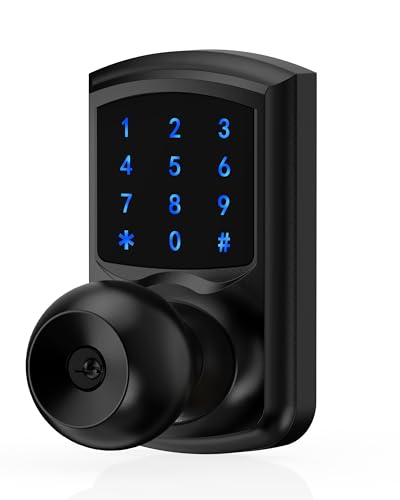 HIDALIFE Keyless Entry Door Lock with Code, Keypad Door Lock with Handle, Touchscreen Door Knob with Keypad, Electronic Door Lock, Auto-Lock, Matte Black, HL-668K 1pack - size: HL-668K Matte Black 1pack