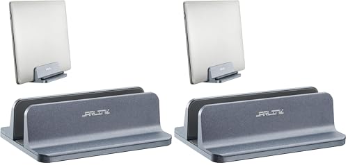 JARLINK Vertical Laptop Stand, Aluminum Laptop Holder Desktop Stand with Adjustable Dock Size (up to 17.3 inches) Compatible with All MacBook/Surface/Dell/Gaming Laptops (Gray) (Pack of 2) - color: Grey, size: 1-slot (Pack of 2)