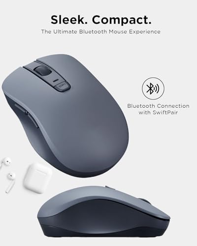 Lenovo Bluetooth Silent Mouse (WL300) - 5 Button Computer Mouse with Silent Left & Right Click – Sculpted Grip, Microsoft Swift Pair, Up to 1600 DPI (Grey) - color: WL300 Grey