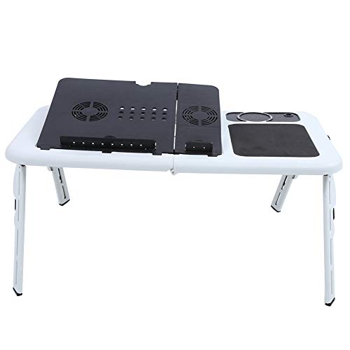 Laptop Folding Desk, Sliding Keyboard Tray Adjustable Laptop Stand with Large Cooling Fan for Notebook Laptop, Tablet