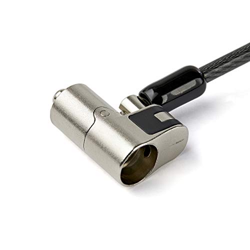 StarTech 6.6ft (2m) 3-in-1 Universal Laptop Cable Lock, TAA, Nano Wedge | Keyed Laptop/Desktop Security Cable Lock Compatible with K-Slot, Anti-Theft Steel Cable Lock with Keys, Computer