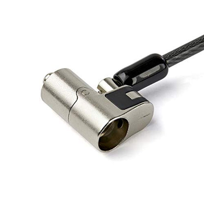 StarTech 6.6ft (2m) 3-in-1 Universal Laptop Cable Lock, TAA, Nano Wedge | Keyed Laptop/Desktop Security Cable Lock Compatible with K-Slot, Anti-Theft Steel Cable Lock with Keys, Computer