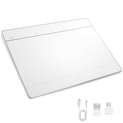 Wireless Bluetooth Trackpad for Windows 10/11, Supports 3 Connection Modes, High-Precision Multi-Gesture Touchpad, Compatible with PC Laptop Computer - color: Silver
