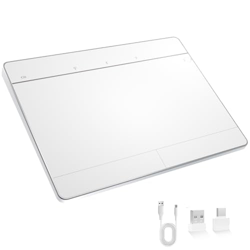 Wireless Bluetooth Trackpad for Windows 10/11, Supports 3 Connection Modes, High-Precision Multi-Gesture Touchpad, Compatible with PC Laptop Computer - color: Silver