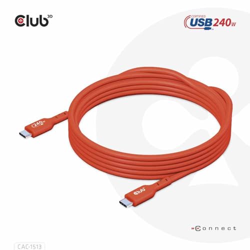 Club 3D CAC-1513 USB2 Type C to Type C Certified Bi-Directional Cable with 240W Charging, 480Mb Data Transmission EPR 3m- 9.8ft - size: 3m- 9.8ft