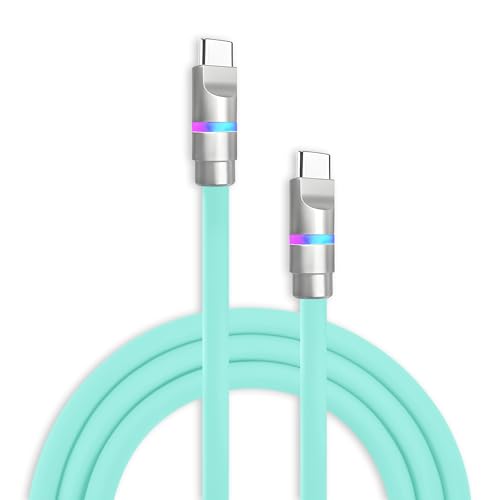 chubbycable Neon Chubby - Fast Charge Cable with Smart Light RGB Color Gradual Light Up 100W Charging Cord LED USB C Cable Compatible with iPhone 17-15 Series, Light Blue, Type-C to Type-C, 3.3 FT - color: Light Blue, size: 3.3ft (1m), style: Type C-Type