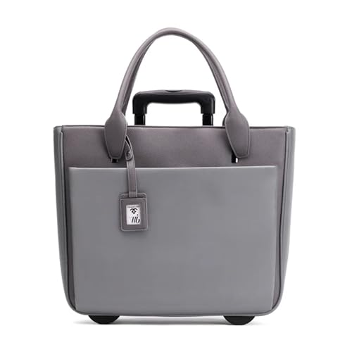 FRANCINE Roller Laptop Tote Bag 17 Inch – Rolling Laptop Tote for Women, Laptop Roller Bag with Trolley Handle (Grey) - color: Grey