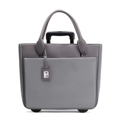 FRANCINE Roller Laptop Tote Bag 17 Inch – Rolling Laptop Tote for Women, Laptop Roller Bag with Trolley Handle (Grey) - color: Grey