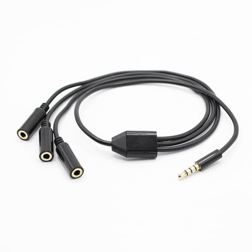 3.5mm Headphone Splitter 1 to 3-Ways 3.5mm (1/8") TRRS 4-Pole Gold Plated Male to 3-Female Stereo Jack Splitter Audio Cable for Headphone and Microphones(50cm/20in)