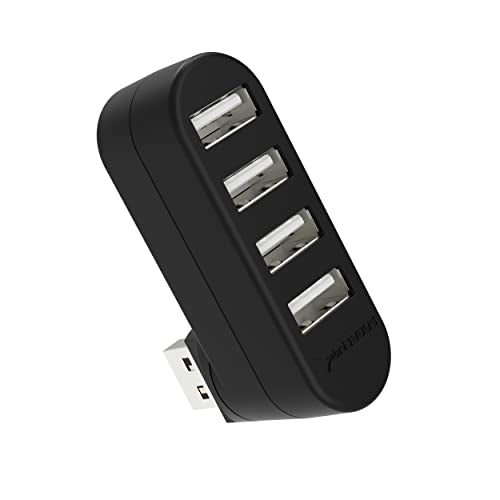 SABRENT 4 Port USB 2.0 Hub [90°/180° Degree Rotatable] (HB-UMN4) - color: Black